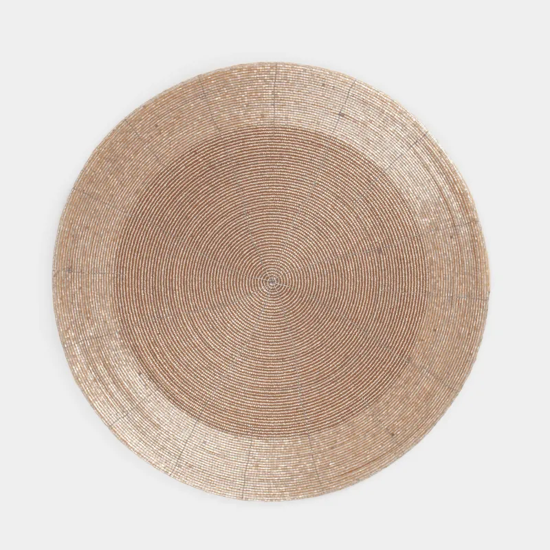 Салфетка под приборы, 36 см, бисер, круглая, золотистая, Shiny beads