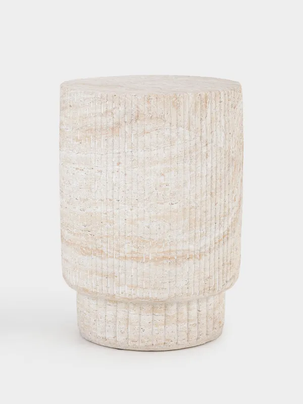 Кофе үстелі, 47х34 см, магний/шыны талшық, дөңгелек, сарғылт-қоңыр, Antic, image-0