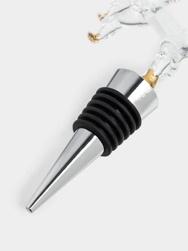 Шарап бөтелкесінің тығыны, 12 см, болат/шыны, алтын, Жылқы, Horse gold, image-2