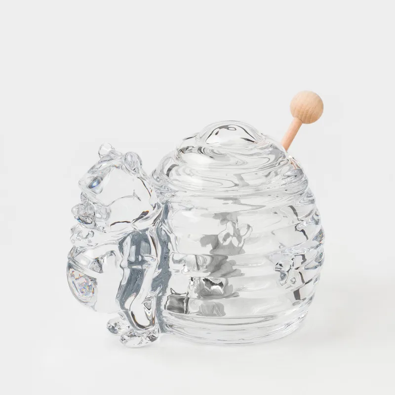 Банка для меда, 270 мл, с ложкой, стекло/дерево, Медведь, Honey