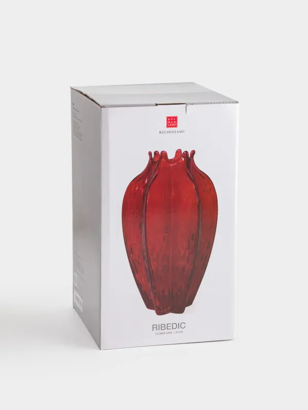 Ваза для цветов, 33 см, стекло, Ribedic, image-4