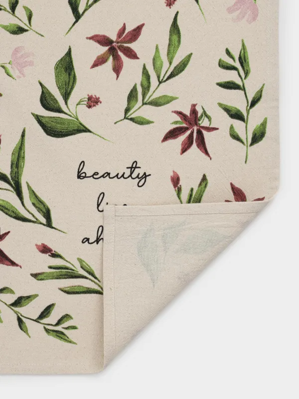 Асүйлік сүлгі, 40х60 см, мақта, сарғылт-қоңыр, Гүлдер мен жапырақтар, Meadow, image-1