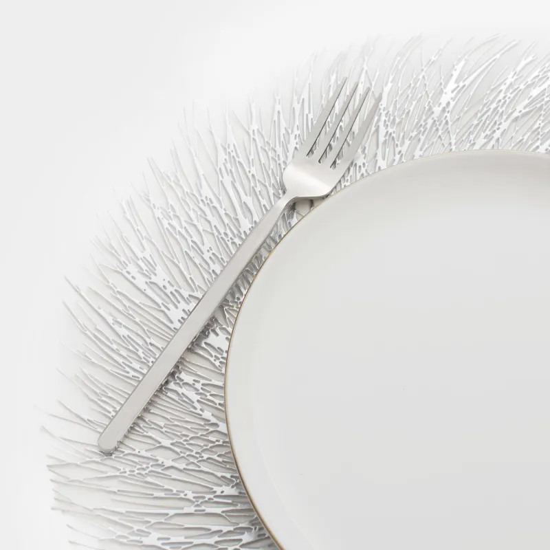 Салфетка под приборы, 38 см, ПВХ, круглая, серебристая, Azhur Grid, image-5