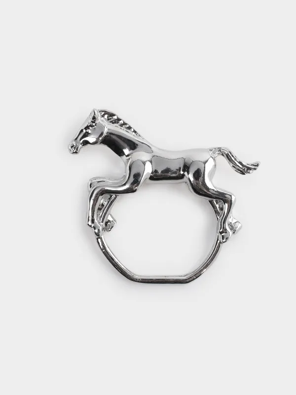 Майлық сақинасы, 7 см, металл, күміс, Жылқы, Horse silver, image-2