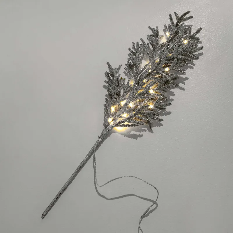 Ветка декоративная, 59 см, с подсветкой, пластик, серебристая, Хвоя, Sparkle decor, image-4