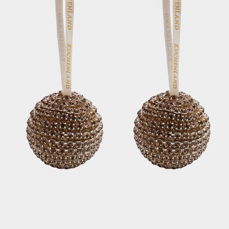 Шырша ойыншығы, 4 см, 2 дана, пластик, қола, Страздары бар шар, Ball sparkle