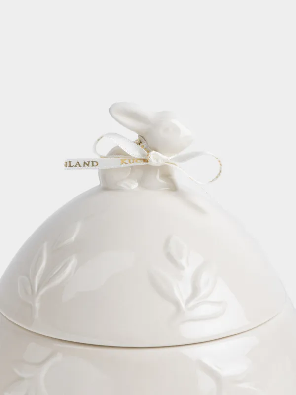 Сақтау ыдысы, 14х20 см, 1,2 л, керамика, сүт түстес, Гүлдері бар қоян, Rabbit pattern, image-1