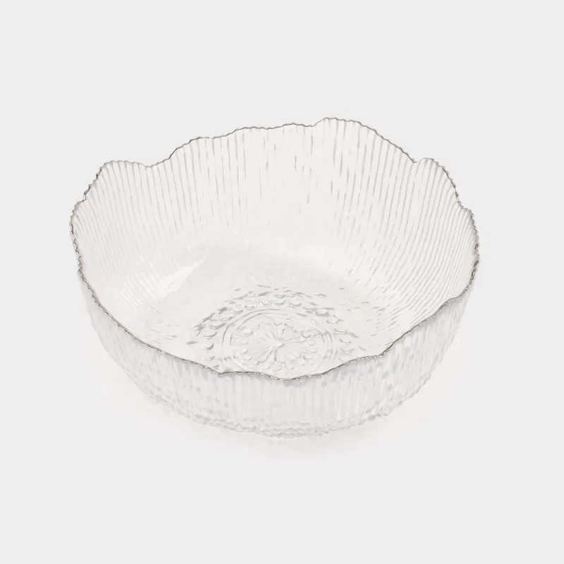 Салатник, 20х9 см, 1,3 л, стекло Р, с серебристым кантом, Argos silver, image-2