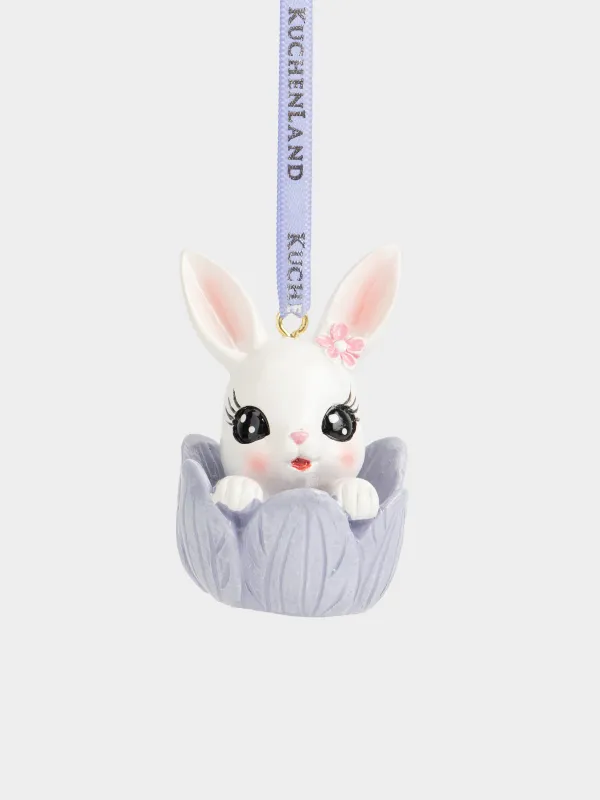 Сәндік салпыншақ, 6 см, полирезин, сүт түстес және күлгін, Қоян, Easter, image-1