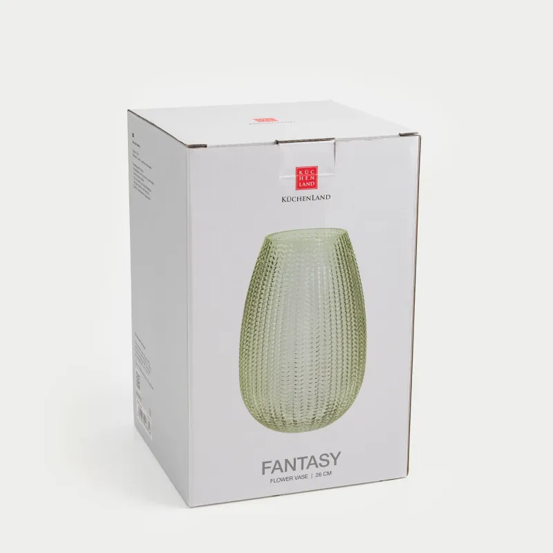 Гүл вазасы , 26 см, шыны, жасыл, Fantasy, image-4
