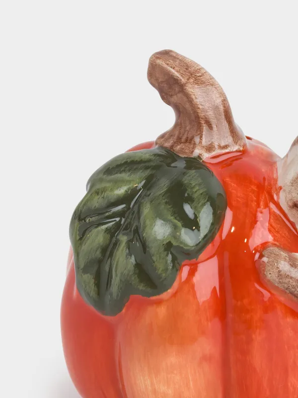 Тұз немесе бұрышқа арналған ыдыс, 8 см, керамика, қызғылт сары, асқабақ қосылған кірпі, Forest symphony, image-1