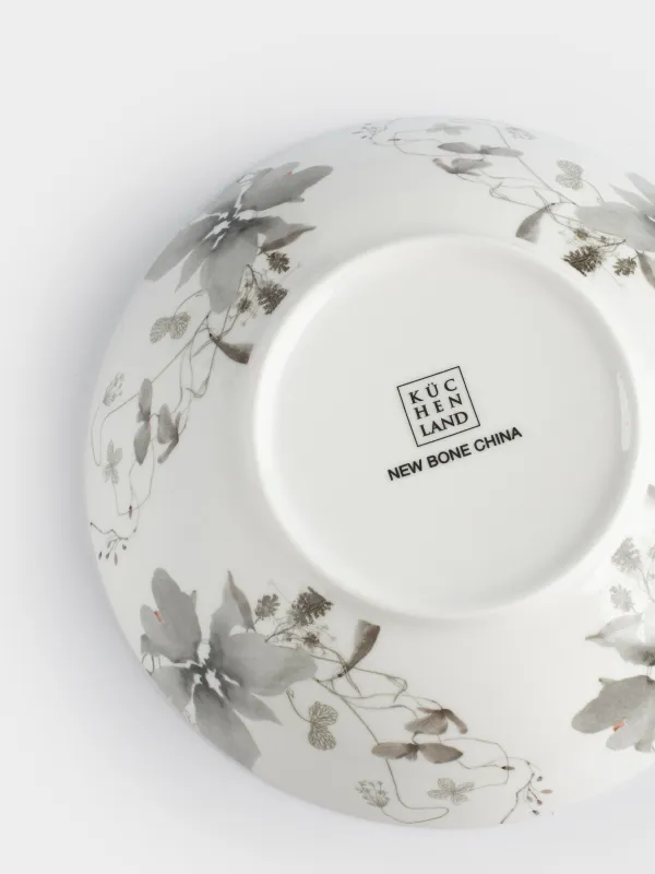 Сорпа тәрелкесі, 20х5 см, 2 дана, фарфор N, Сұр гүлдер, Watercolor, image-3