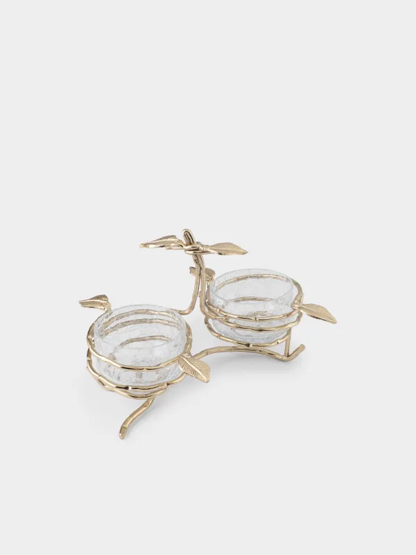 Подставка для закусок, 26х17 см, с ручкой, Fantastic gold, image-1