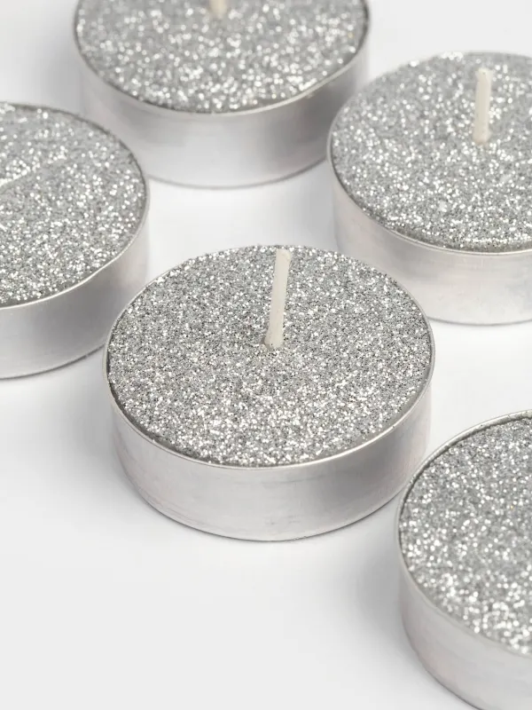 Шай шырағы, 4 см, 6 дана, күміс, Metallic glow, image-1