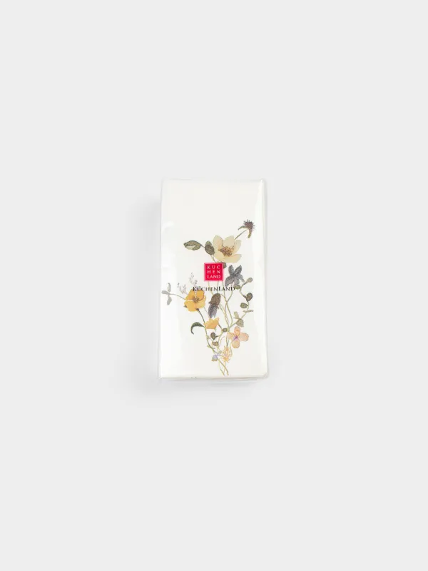 Қағаз майлықтар, 33х33 см, 20 дана, төртбұрышты, ақ, сары Гүлдер, Flowers, image-4