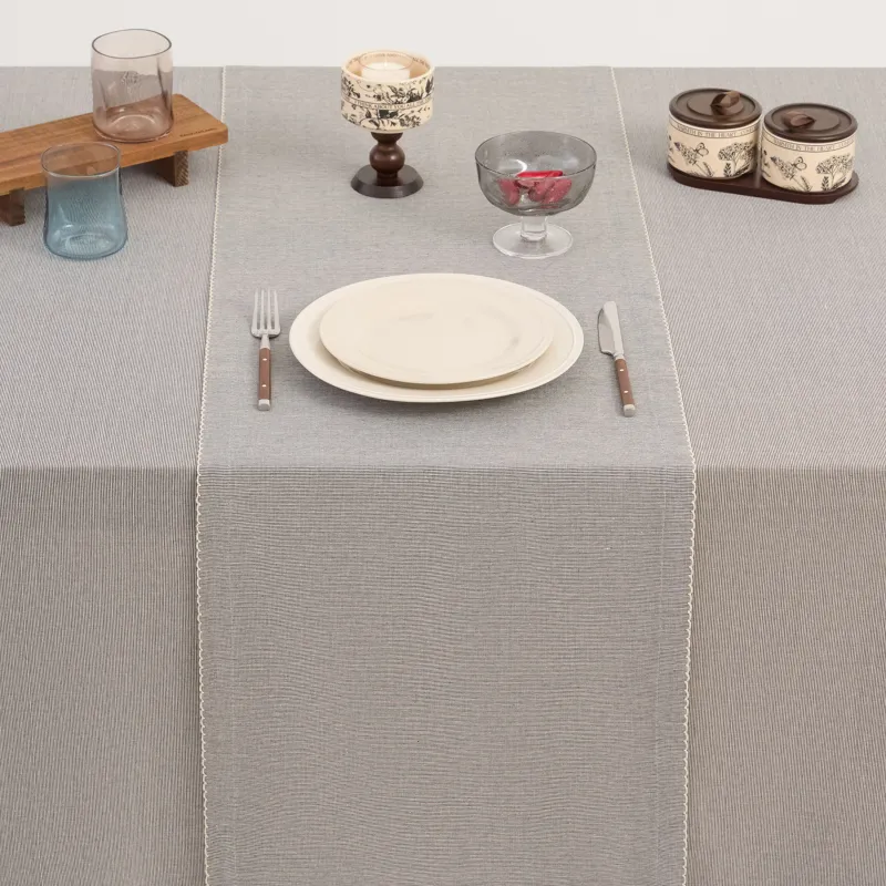 Үстел төсеніші, 40х160 см, шілтерлі, мақта, сұр, Тор, Scalloped