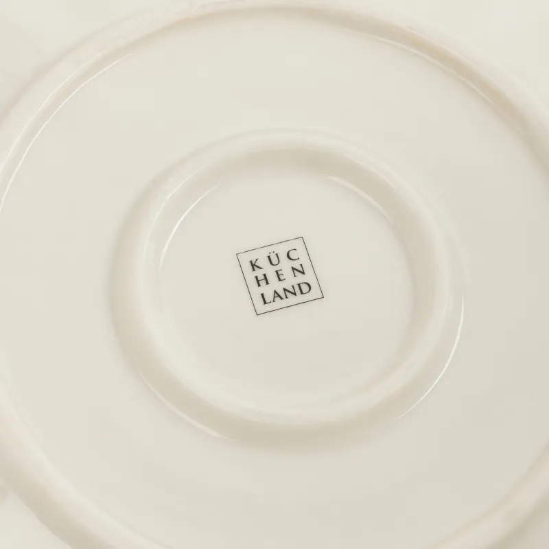 Тарелка десертная, 20 см, фарфор P, молочная, с золотистым кантом, Серые цветы, Florals, image-5