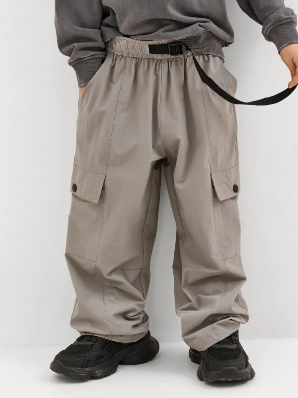 Брюки-карго, р. 104 см, для мальчиков, с вшитым ремнем, полиамид/спандекс, серые, Jamal, image-1