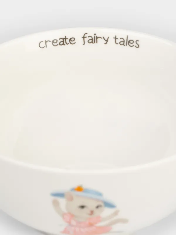 Сорпа тәрелкесі, балаларға арналған, 12х6 см, 300 мл, фарфор N, ақ, Бас киім киген мысық, Ideas life, image-3