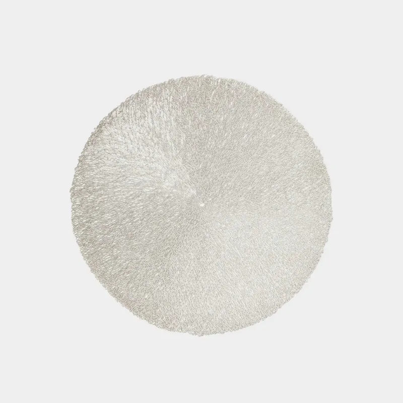 Салфетка под приборы, 38 см, ПВХ, круглая, золотистая, Паутинка, Azhur