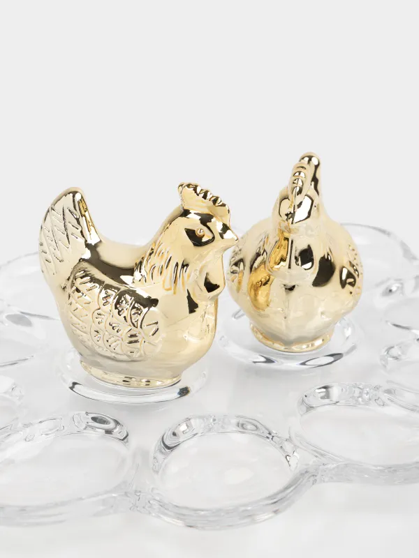 Блюдо пасхальное, 26 см, Золотистые курицы, Clear figure, image-3