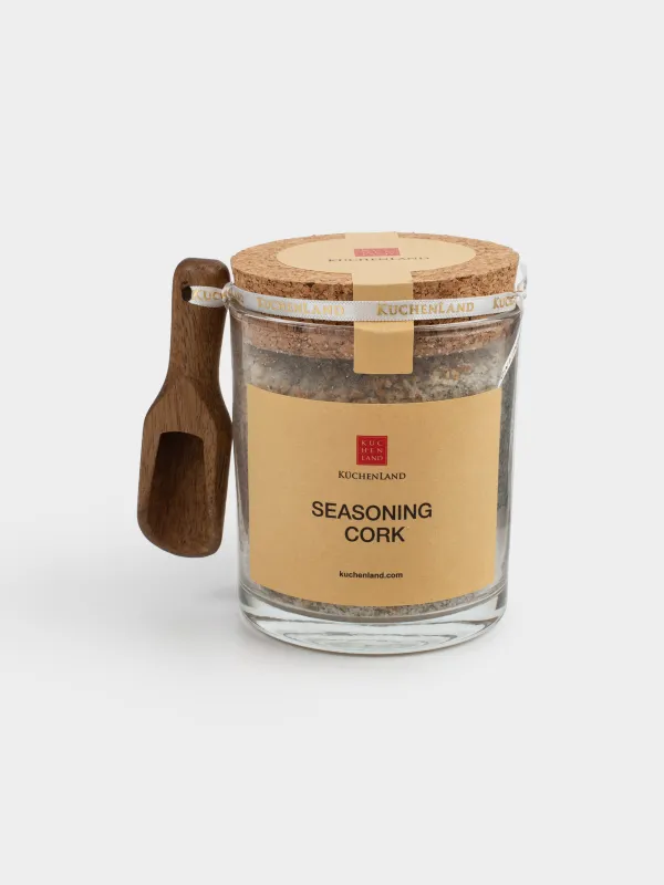 Дәмдеуіштерге арналған ыдыс, 8 см, толтырғышы мен қасығы бар, шыны/тығын/ағаш, Сарымсақ және тұз, Seasoning cork, image-0