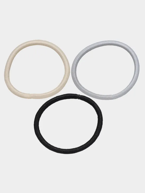 Шаш резеңкесі, 5 см, 24 дана, полиэстер/резеңке, қара/сұр/сарғылт, Basic, image-0