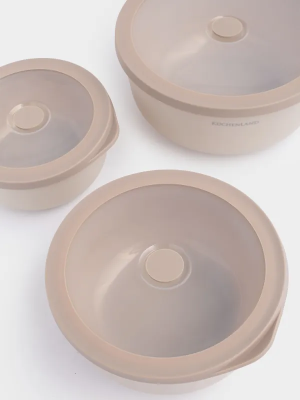 Тостаған, 0,65/1,2/2 л, 3 дана, пластик/силикон, сарғылт, Galori, image-2