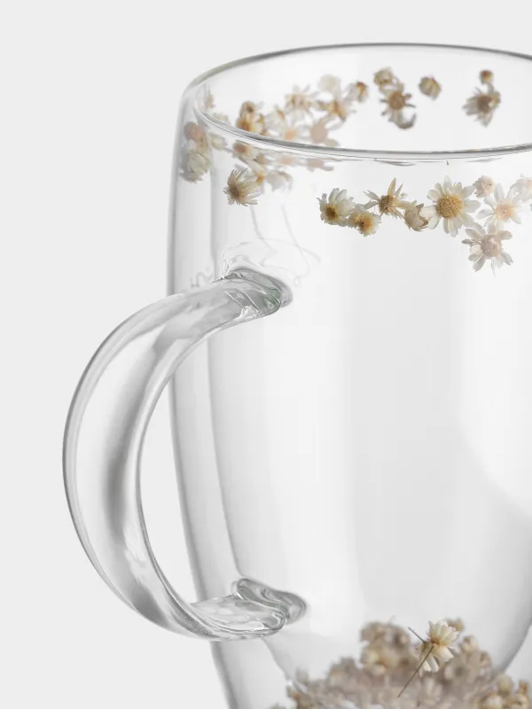 Кружка, 440 мл, стекло Б, с сухоцветами внутри, Цветы, Air decor, image-2
