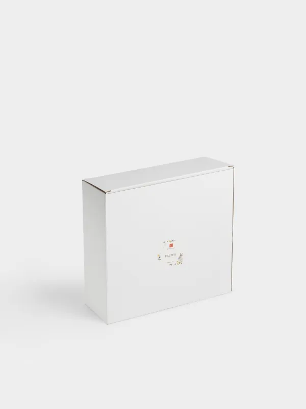 Ыдыс, 25 см, керамика, сүт түстес, Гүлдер арасындағы қоян мен балапан, Easter, image-4