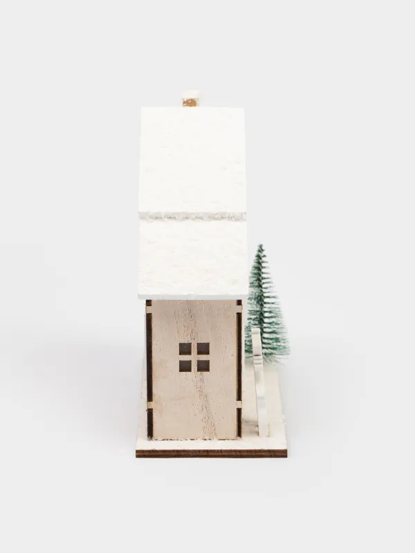 Статуэтка с подсветкой, 19х18 см, Домик с оленем, Figure wood, image-2