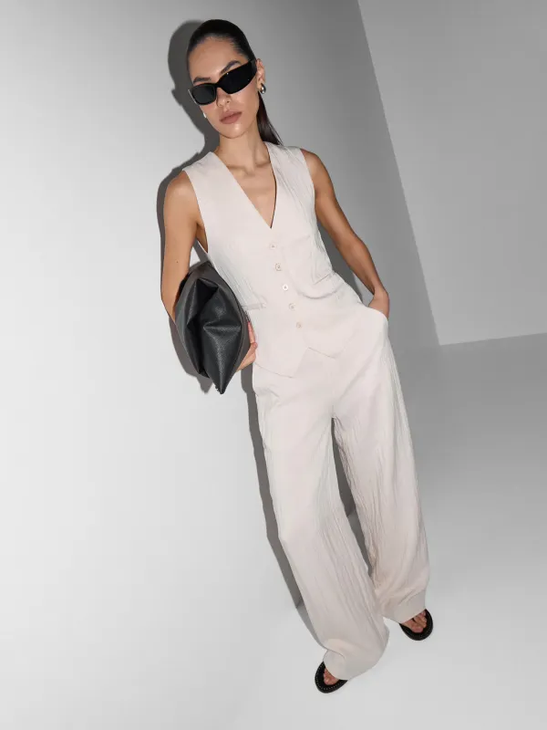 Әйелдер шалбары, өлшемі L, вискоза/полиэстер, сүт түстес, Giselle, image-9