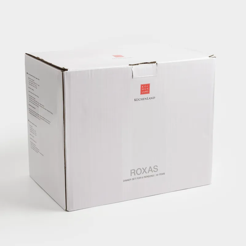 Сервиз обеденный, 6 перс, 18 пр, керамика, молочный, в крапинку, Roxas, image-6