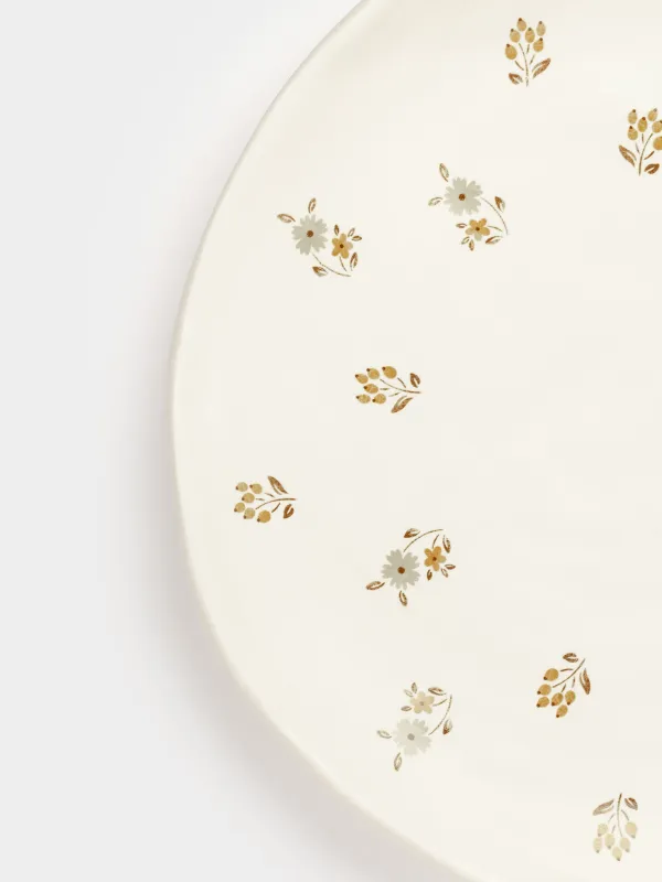 Ыдыс, 23 см, керамика, сүт түстес, ескірген гүлдер, La flore, image-5