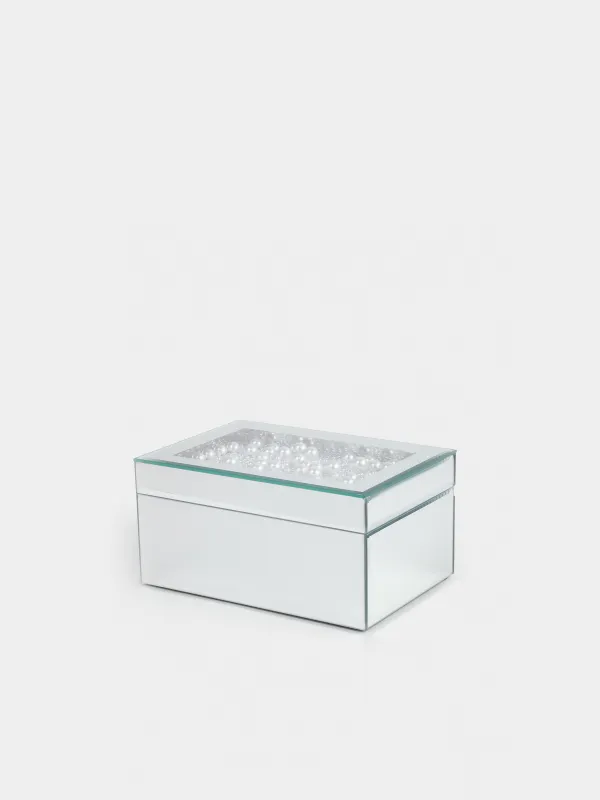 Зергерлік қорап, 20х14 см, шыны, айна, інжу, Glossy, image-0