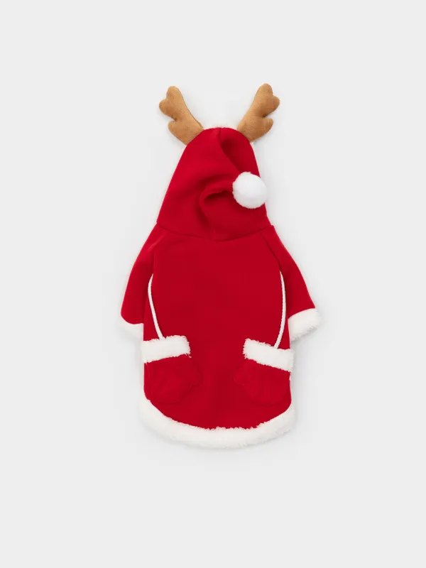 Жануарларға арналған костюм, 40 см, өлшемі L/XL, карнавалдық, полиэстер, қызыл, Қолғаптар, Christmas pet, image-1