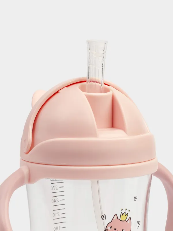 Ішуге арналған бөтелке, балаларға арналған, 350 мл, тритан, қызғылт, Мысық, Kiddy, image-2