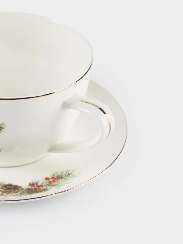 Шай жұбы, таңғы асқа арналған, 1 адам, 2 зат, 480 мл, фарфор F, Жылқы, Christmas miracle classic, image-4