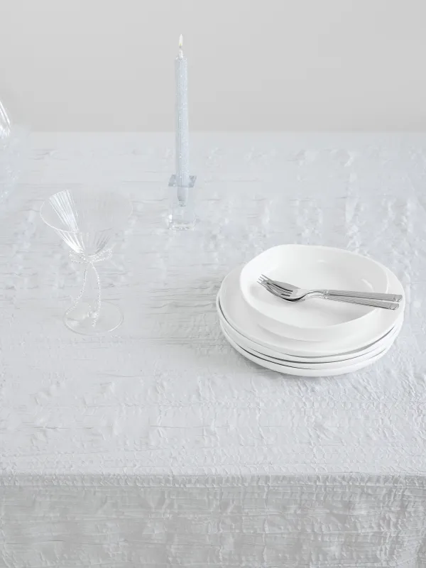 Дастархан, 160х160 см, полиэстер, ашық сұр, Мыжылған әсер, Dented, image-1