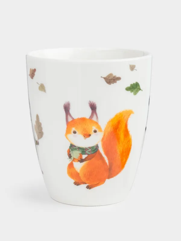 Саптыаяқ, 320 мл, фарфор N, ақ, Жануарлар мен жапырақтар, Forest animals, image-5