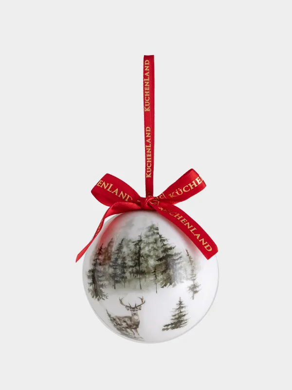 Игрушка елочная, 7 см, пенопласт, Шар, Олень, Ball print, image-1