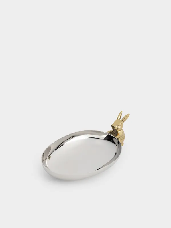 Сәндік ыдыс, 16х12х3 см, болат/жез, күміс және алтын түстес, Қоян, Fantastic, image-1