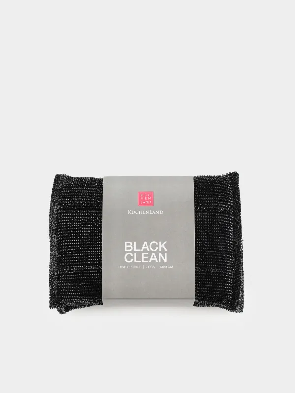 Губка для мытья посуды, 2 шт, Black clean, image-6