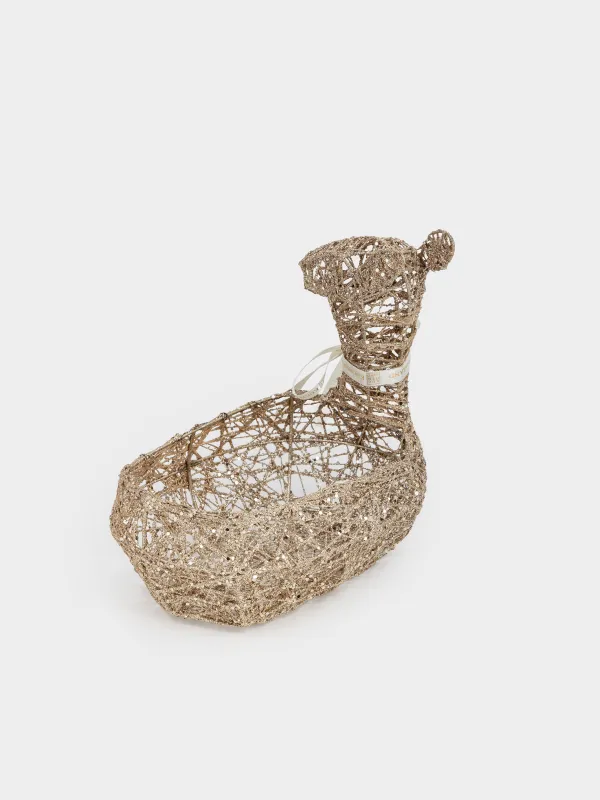 Корзина декоративная, 24x30 см, полиэстер/металл, шампань, Олень с бантиком, Deer sparks, image-2