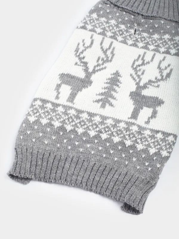 Жануарлар свитері, 25 см, өлшемі XS, акрил, сұр және ақ, Бұғы, Fashion pet, image-3