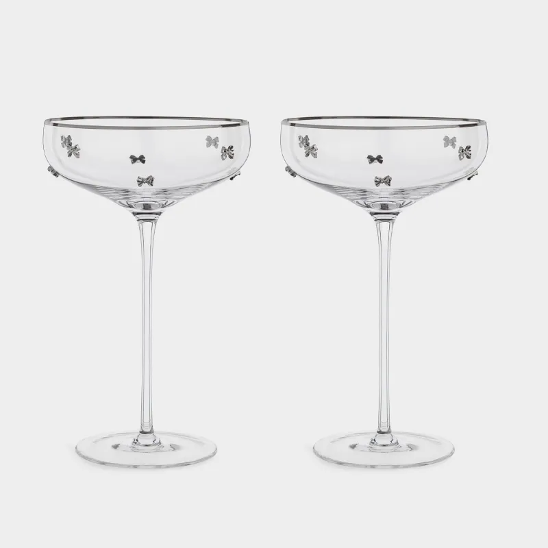 Бокал-креманка для шампанского, 250 мл, 2 шт, кристальное стекло, с серебристым кантом, Ferentino decor