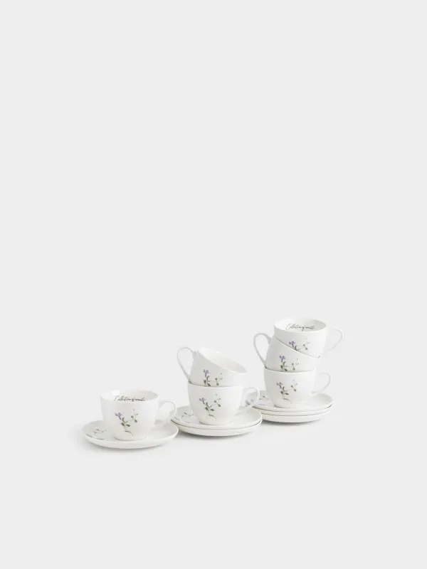 Пара чайная, 6 перс, 12 пр, 220 мл, фарфор N, белая, Полевые цветы, Cowslip, image-0