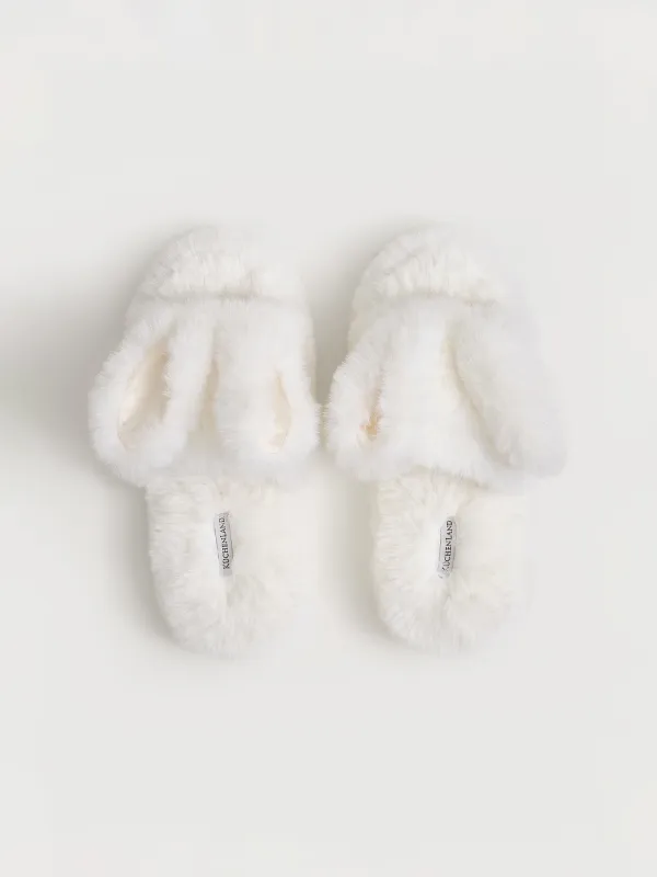 Әйелдер тәпішкелері, үйге арналған, өлшемі 36-37, жасанды үлбір, сүт түстес, Құлақтар, Bushy, image-1