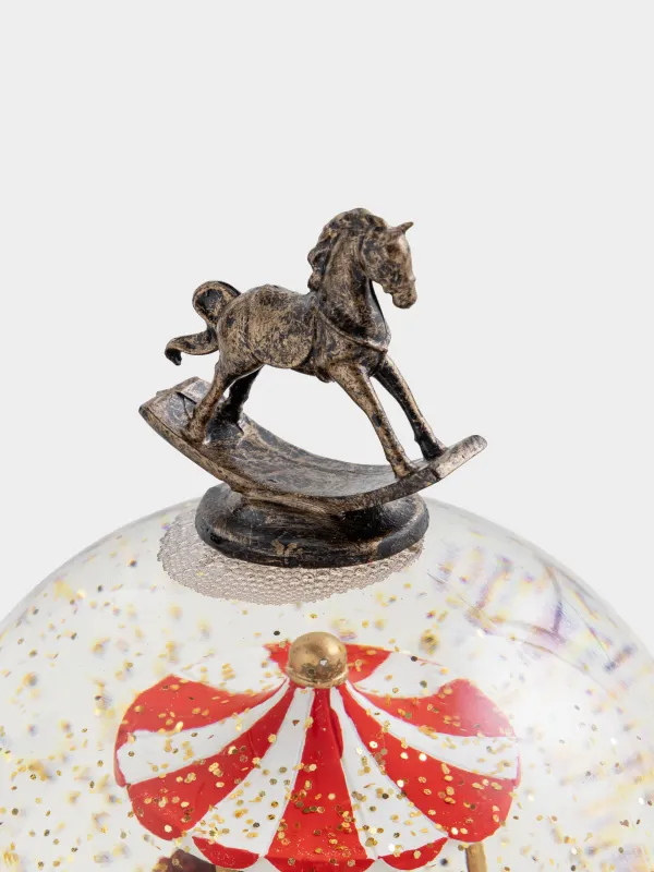 Қар шамы, 20 см, жарықтандырылған, пластик, қола, Айналма әткеншек, Bronze style, image-3