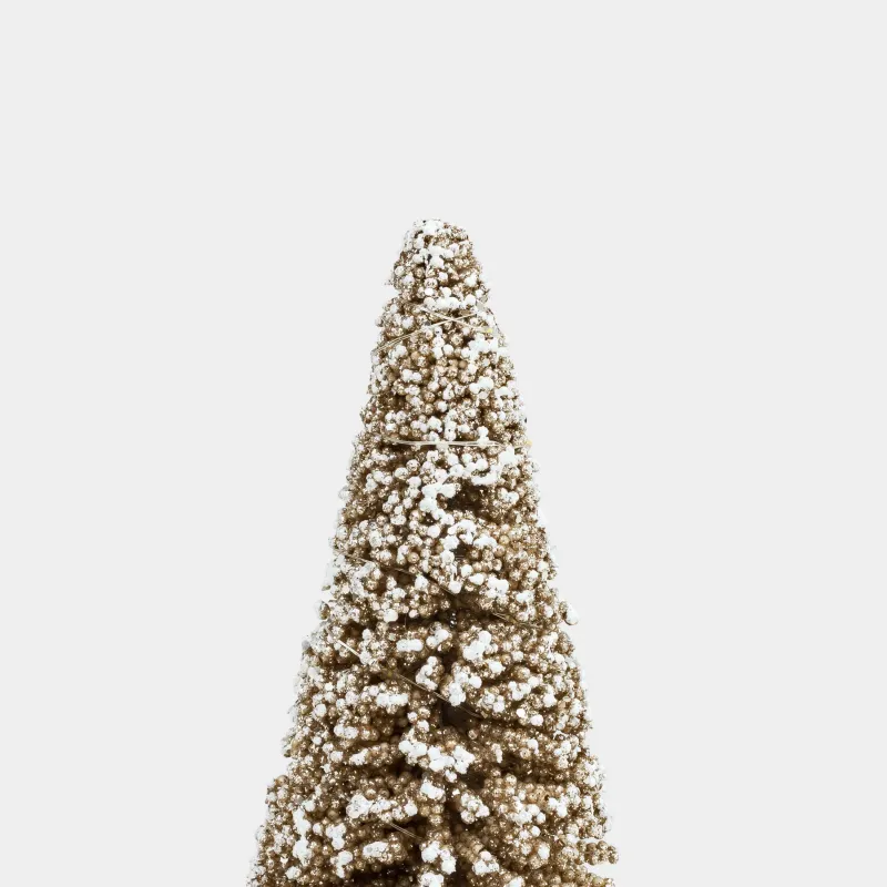 Шырша, жасанды, 42 см, жарықтандырылған, ағаш ыдыста, пластик/ағаш, шампан, Frosty sparks, image-3